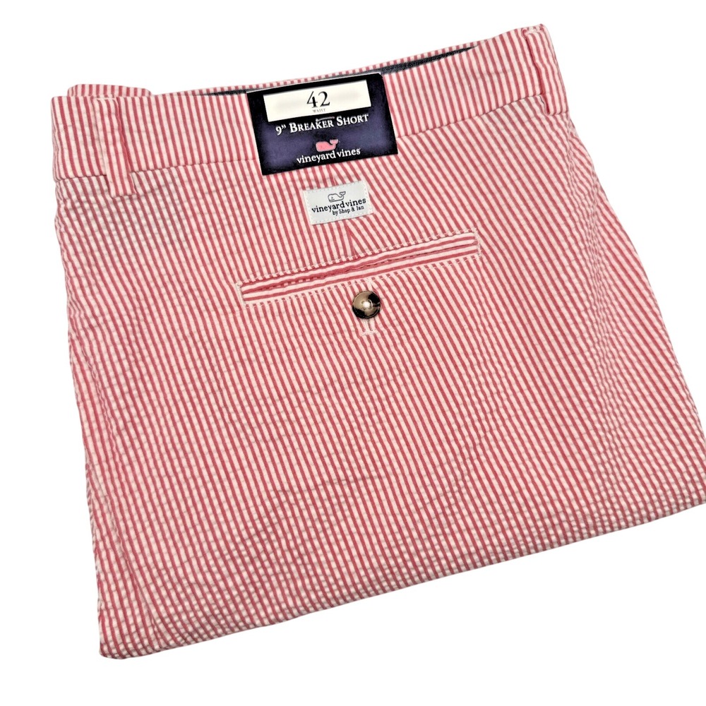 Vineyard Vines Breaker Shorts Mens 42 Red Seersucker 9 Inch Inseam 1H001133-A746